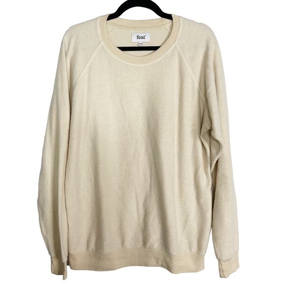 Feat Clothing Mens Medium Oatmilk Cream BlanketBlend Crew Neck Sweatshirt Cotton - Picture 1 of 10